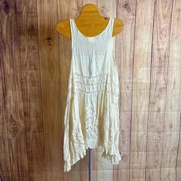 Free People Voila Trapeze Ruffle Slip Tank Dress Top Cream Size S - Picture 7 of 9